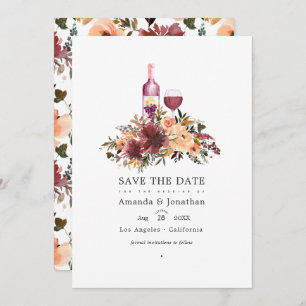 Save The Date Mariage de dégustation de vin floral Bordo Peach