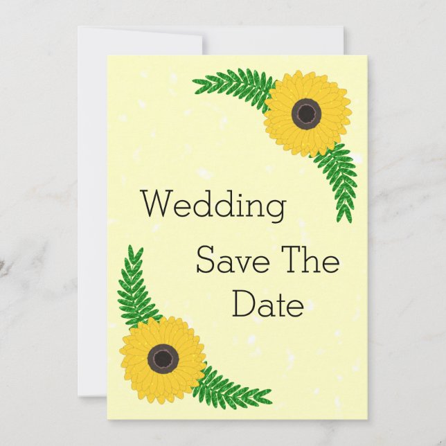 Save The Date Mariage de design de tournesol de couleur jaune (Devant)