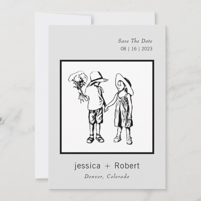 Save The Date Mariage de design doux minimal moderne (Devant)