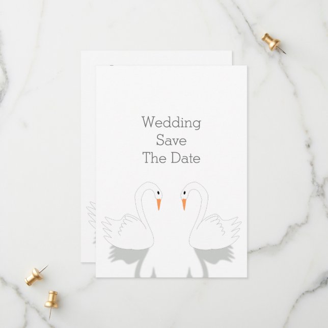 Save The Date Mariage de design Swans (Devant/Arrière en situation)