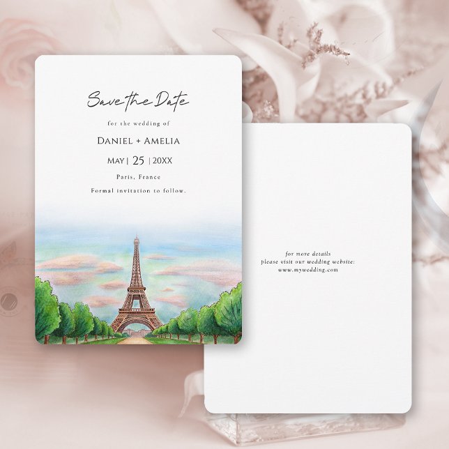Save The Date Mariage de Destination à la Tour Eiffel de Paris (Paris Eiffel Tower Destination Wedding Save The Date 
Card)