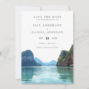 Save The Date Mariage de destination aquarelle à Phuket Thaïland