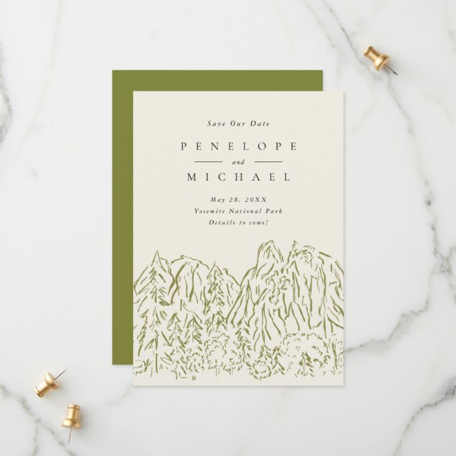 Save The Date Mariage de destination au Parc national de Yosemit (Devant/Arrière en situation)