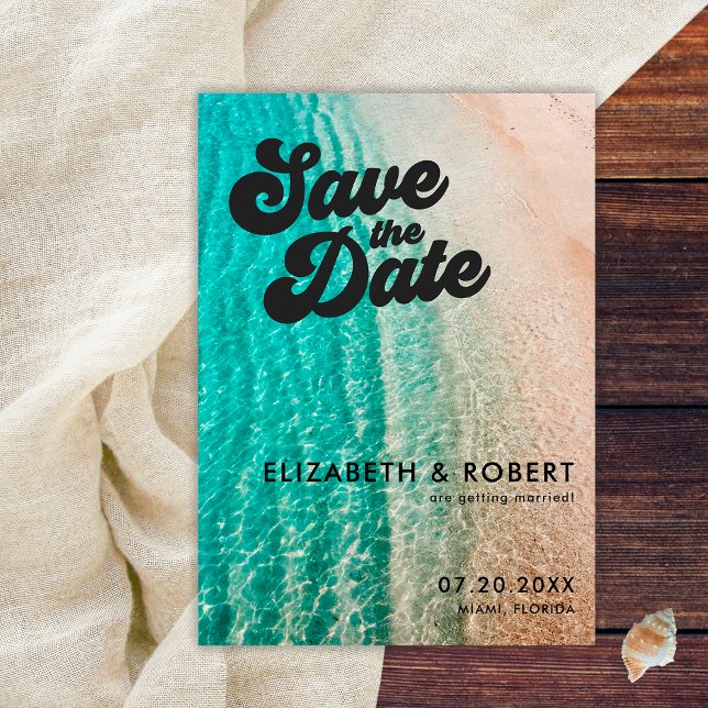 Save The Date Mariage de Destination Cool Audacieux sur la Côte (Créateur téléchargé)