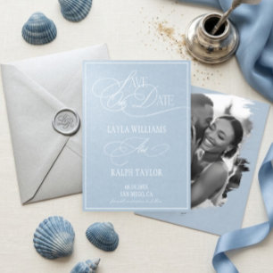 Save The Date Mariage de destination côtier bleu