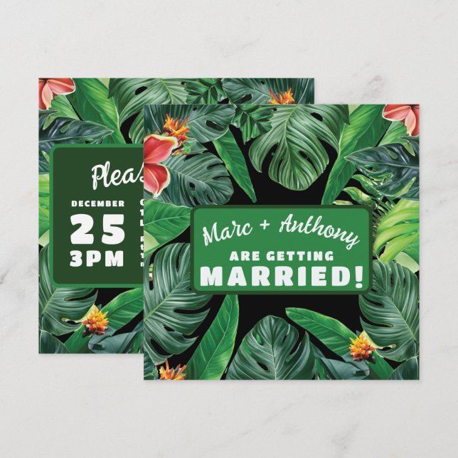 Save The Date Mariage de destination dans une jungle tropicale v (Devant / Derrière)