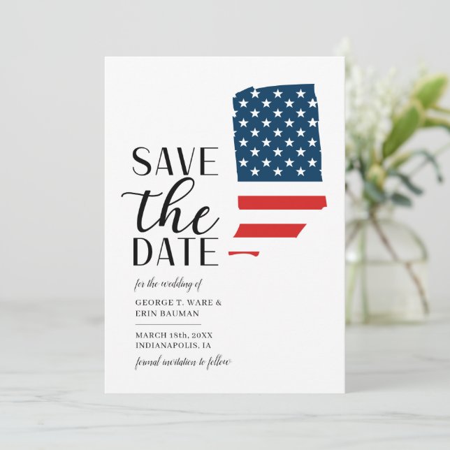 Save The Date Mariage de destination de l'état patriotique India (Debout devant)