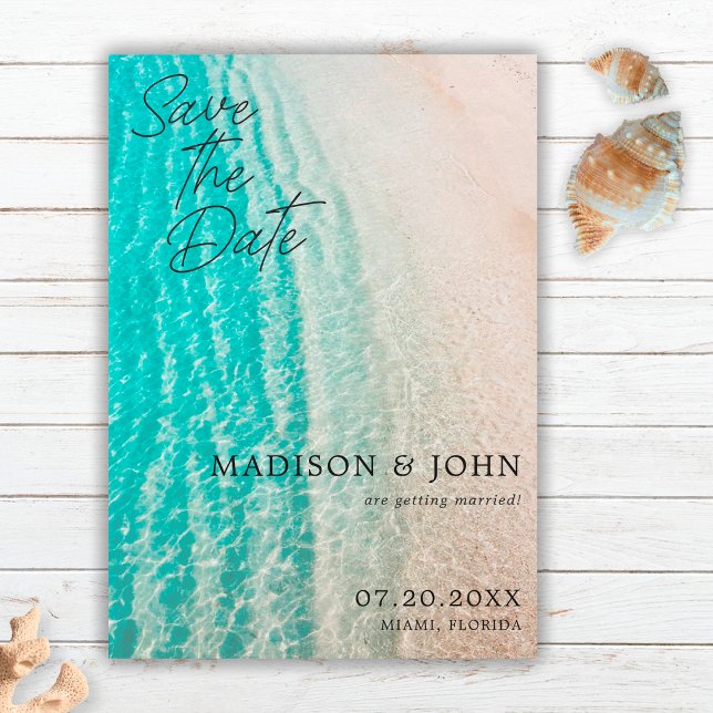 Save The Date Mariage de destination de plage d'été sur l'océan  (Créateur téléchargé)