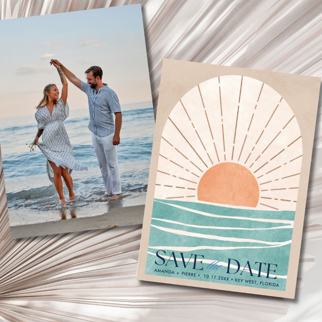 Save The Date Mariage de Destination de Plage Photo Enregistrer  (Beach Destination Wedding Photo Save the Date)