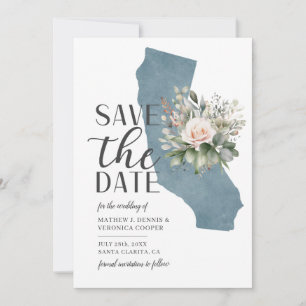 Save The Date Mariage de destination Dusty Blue dans l'État de C