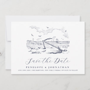 Save The Date Mariage de destination élégant vintage plage ancre