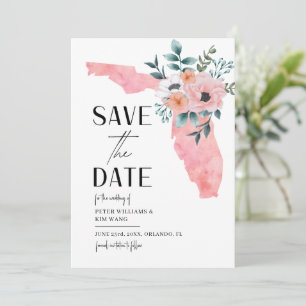 Save The Date Mariage de destination en Floride aquarelle floral