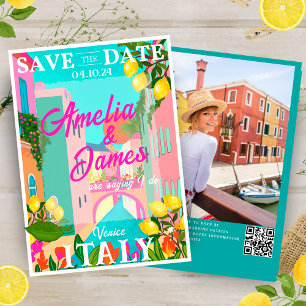 Save The Date Mariage de destination en Italie peint vif et auda