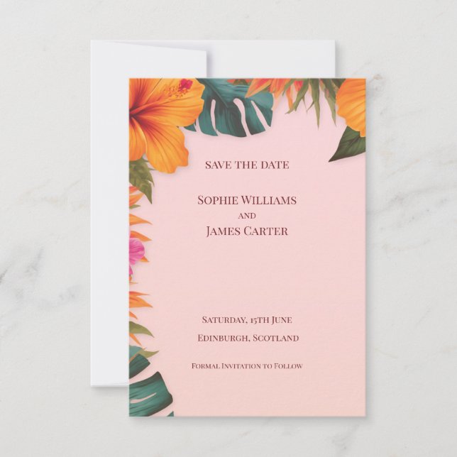 Save The Date Mariage de Destination Fleur de Tilleul Hibiscus T (Devant)