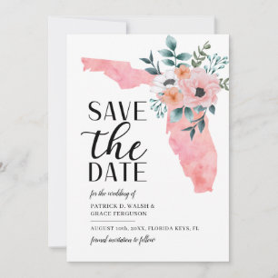 Save The Date Mariage de destination Floride écriture aquarelle