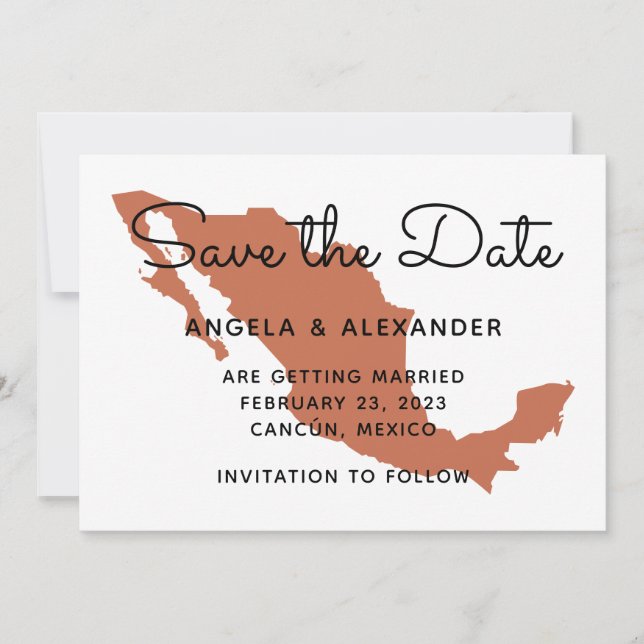 Save The Date Mariage de destination mexicain en terre cuite (Devant)