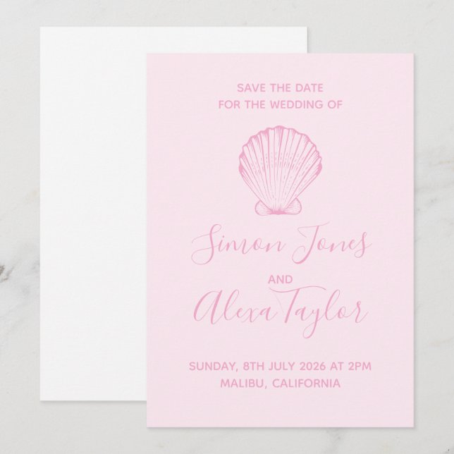 Save The Date Mariage de destination moderne à la plage, date à  (Devant / Derrière)