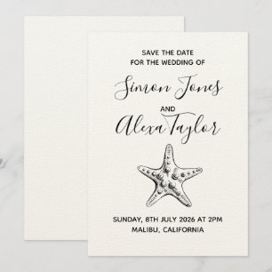 Save The Date Mariage de destination moderne à la plage, date à