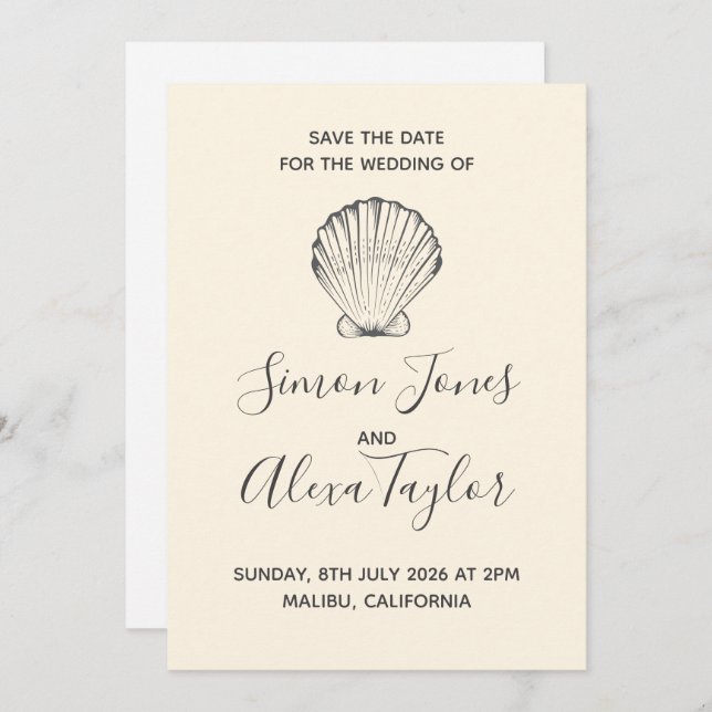 Save The Date Mariage de destination moderne à la plage, enregis (Devant / Derrière)