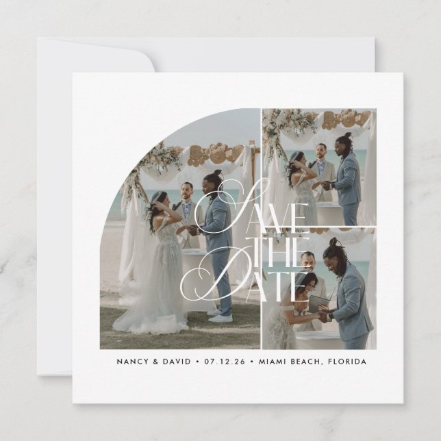 Save The Date Mariage de destination moderne sur la plage avec c (Devant)