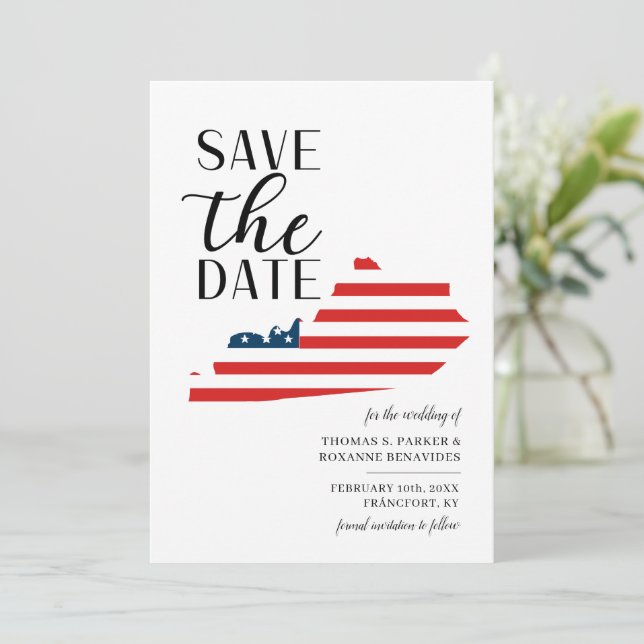Save The Date Mariage de destination patriotique dans l'État amé (Debout devant)