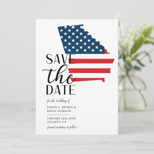 Save The Date Mariage de destination patriotique dans l'État amé (Debout devant)