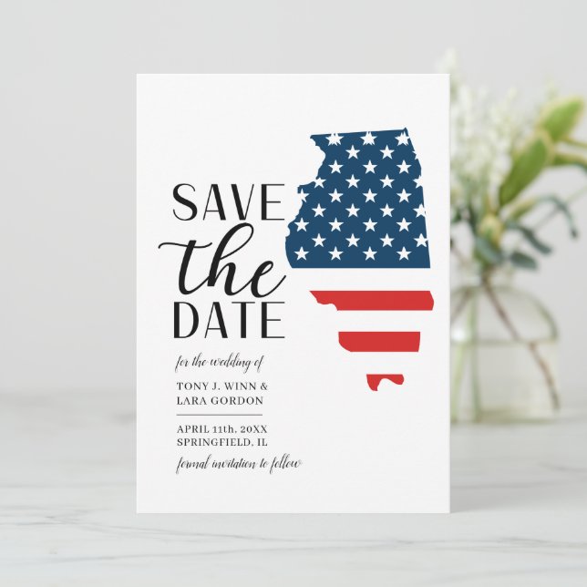 Save The Date Mariage de destination patriotique dans l'État amé (Debout devant)