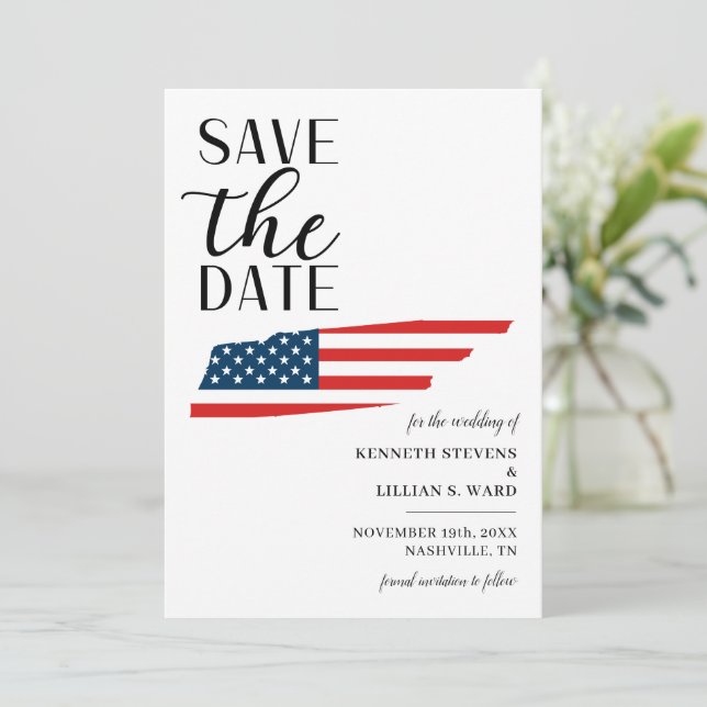 Save The Date Mariage de destination Patriotique US State Tennes (Debout devant)