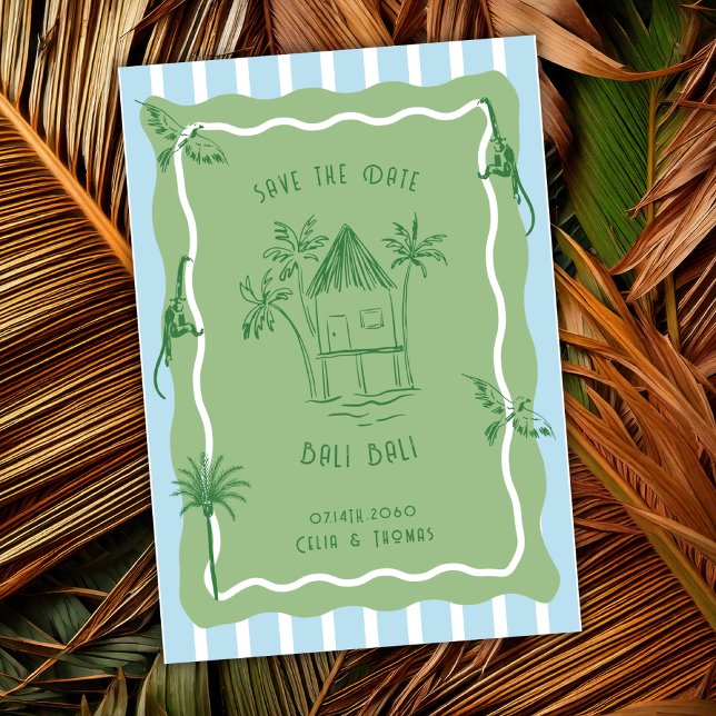 Save The Date Mariage de Destination Rétro Tropical Jungle Côté  (Créateur téléchargé)