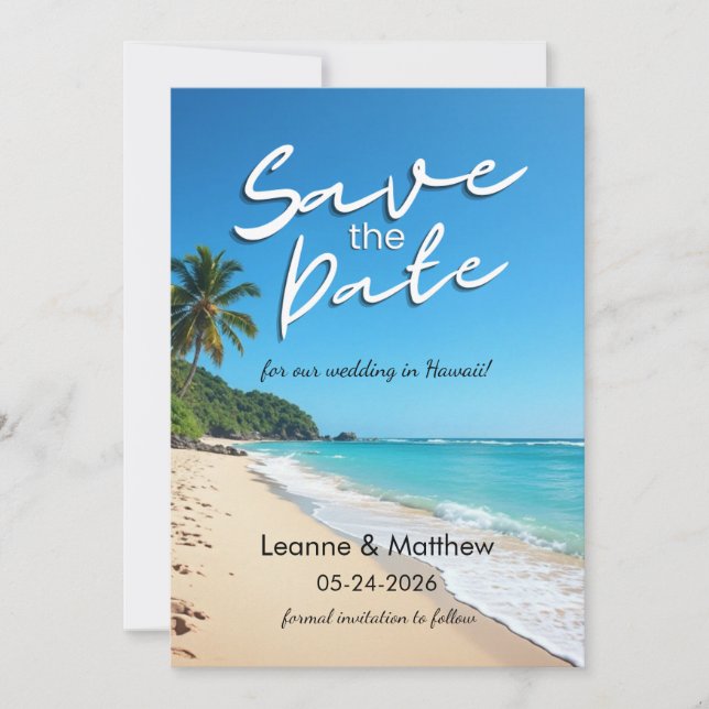 Save The Date Mariage de Destination sur une Plage Tropicale Enr (Devant)