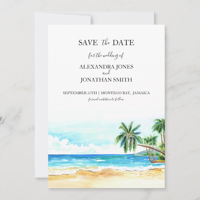 Save The Date Mariage de destination tropicale Enregistrer la da (Devant)