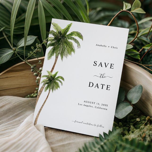 Save The Date Mariage de Destination Tropicale Palmier de Plage (Créateur téléchargé)