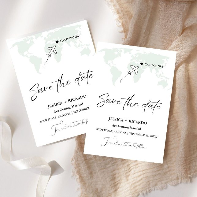 Save The Date Mariage de destination vert sauge Enregistrez la d (Créateur téléchargé)
