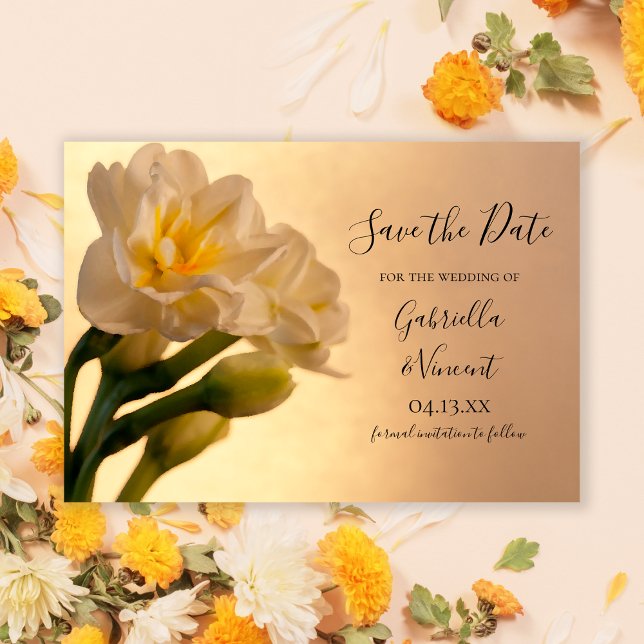 Save The Date Mariage de deux jonquilles blanches Enregistrer la (Créateur téléchargé)