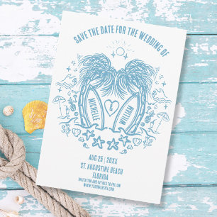 Save The Date Mariage de Doodle de Palm Beach à main lunaire