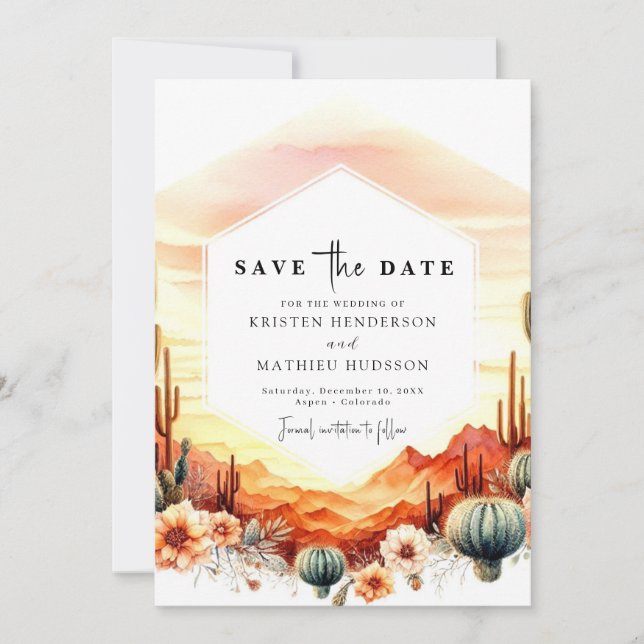 Save The Date Mariage de Earthy Desert Cactus (Devant)