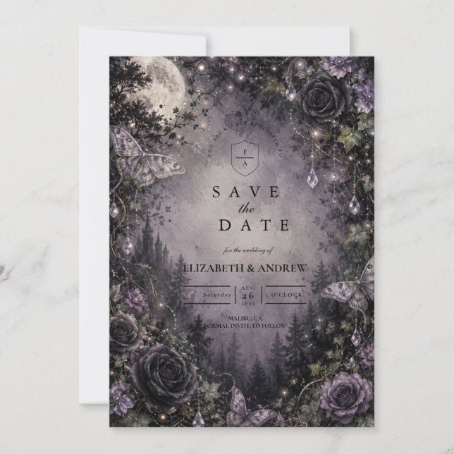 Save The Date Mariage de fée gothique au clair de lune (Devant)