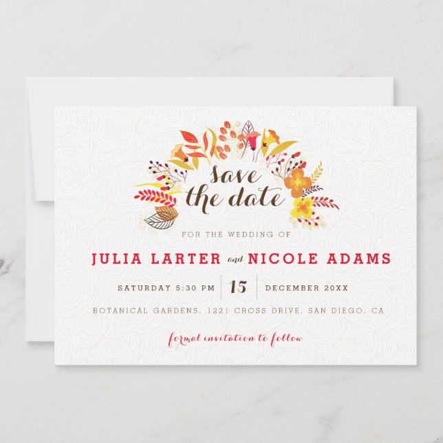 Save The Date Mariage de feuillage de Fleur sauvage Boho violet  (Devant)