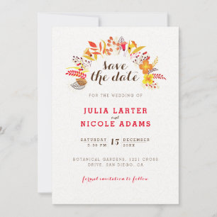 Save The Date Mariage de feuillage de Fleur sauvage Boho violet 