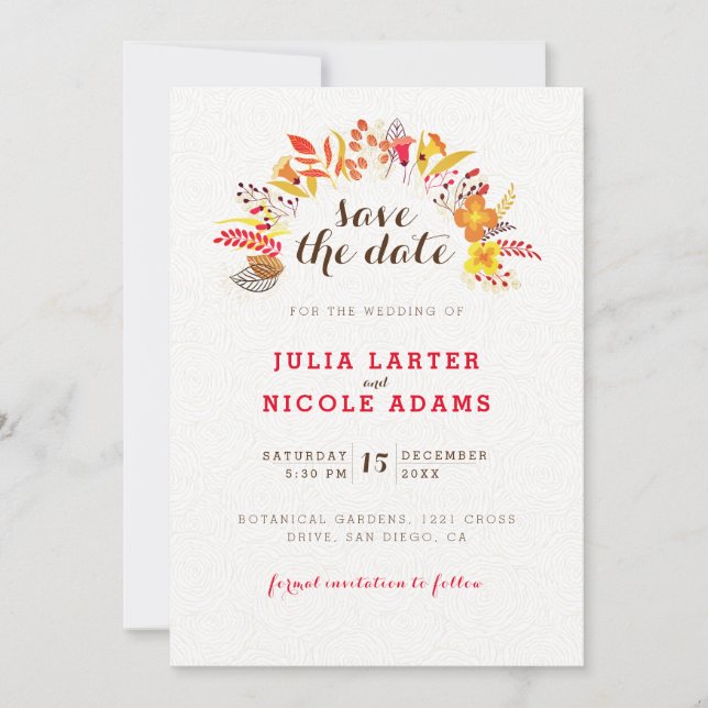 Save The Date Mariage de feuillage de Fleur sauvage Boho violet  (Devant)