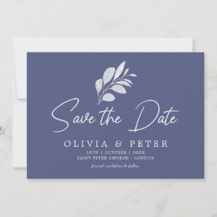 Save The Date Mariage de feuillage gris bleu moderne