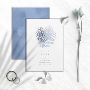 Save The Date Mariage de feuille de palme luxuriante ID956 bleu