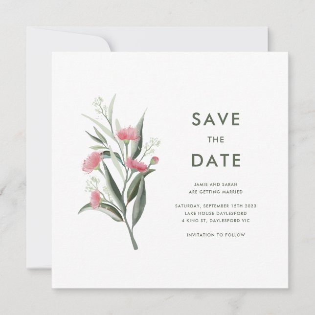 Save The Date Mariage de fleur de gomme originaire d'Australie (Devant)