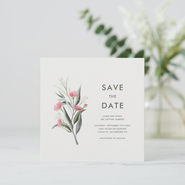 Save The Date Mariage de fleur de gomme originaire d'Australie (Debout devant)