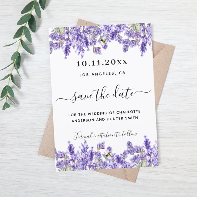 Save The Date Mariage de fleurs de lavande enregistrer la date (Créateur téléchargé)