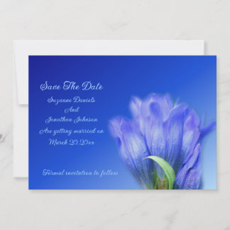 Save The Date Mariage de fleurs Gentien Bleu