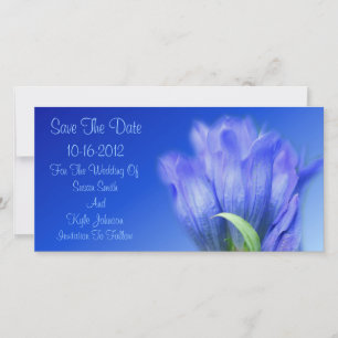 Save The Date Mariage de fleurs Gentien Bleu