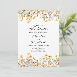Save The Date Mariage de Fleurs sauvages de la prairie jaune bla