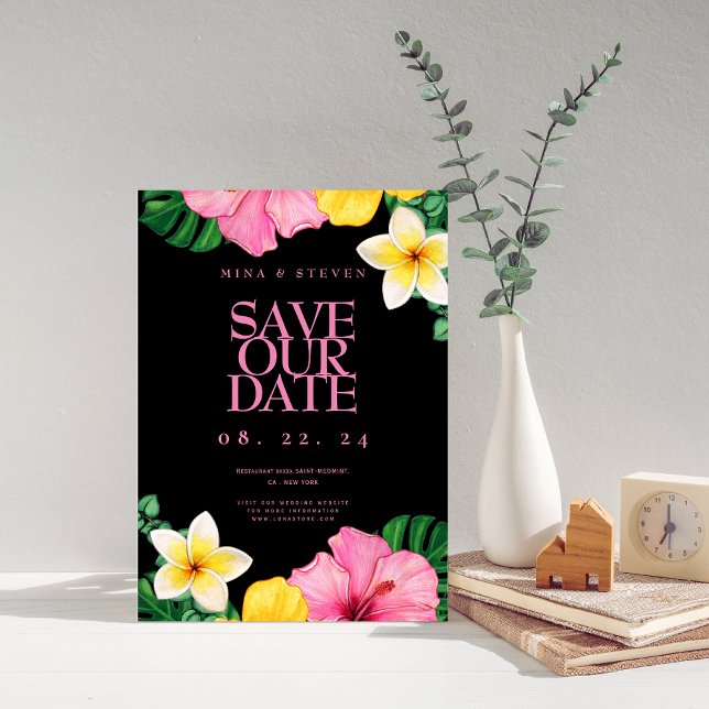 Save The Date Mariage de fleurs tropicales aquarelle exotique  (Créateur téléchargé)