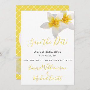Save the date Mariage de fleurs tropicales jaune